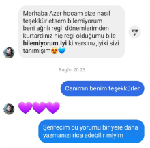 Beni ağrılı regl dönemlerimden kurtardınız.
